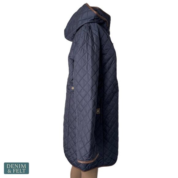 NEW Lauren Ralph Lauren Quilted Hooded Coat Faux Suede Trim Insulated Luxe Large - Picture 8 of 16